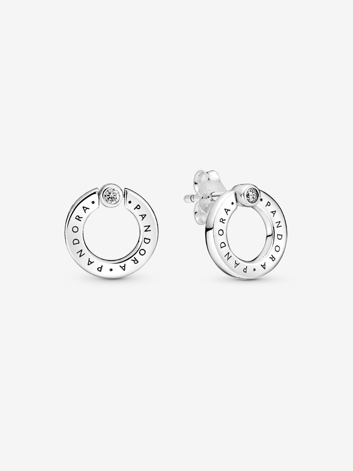 Pavé & Logo Circle Reversible Stud Earrings