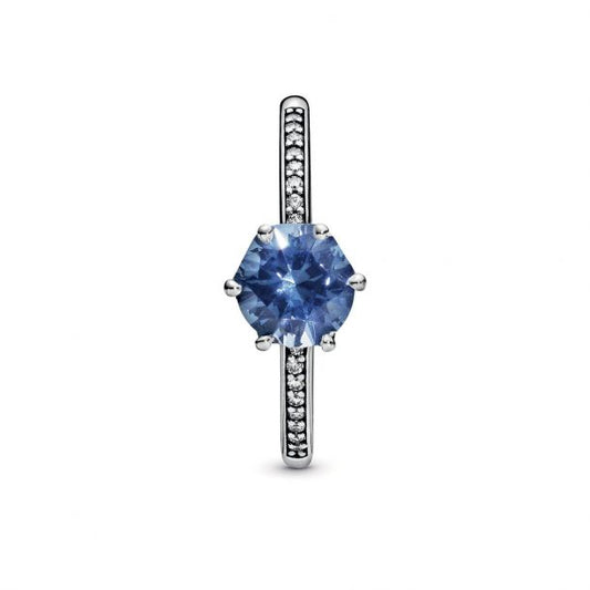 Blue Sparkling Crown Ring
