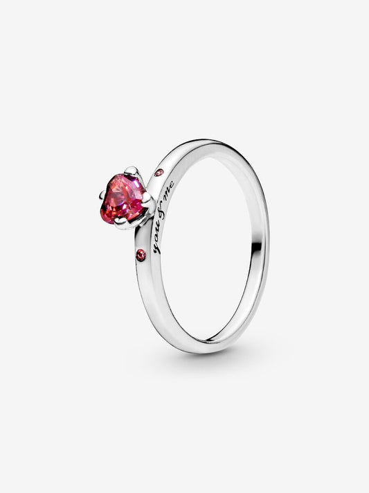 Sparkling Red Heart Ring
