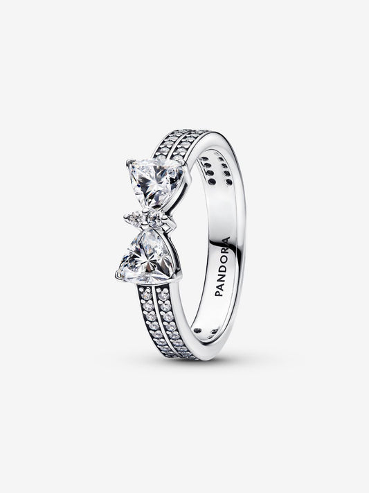Sparkling Bow Double-row Ring