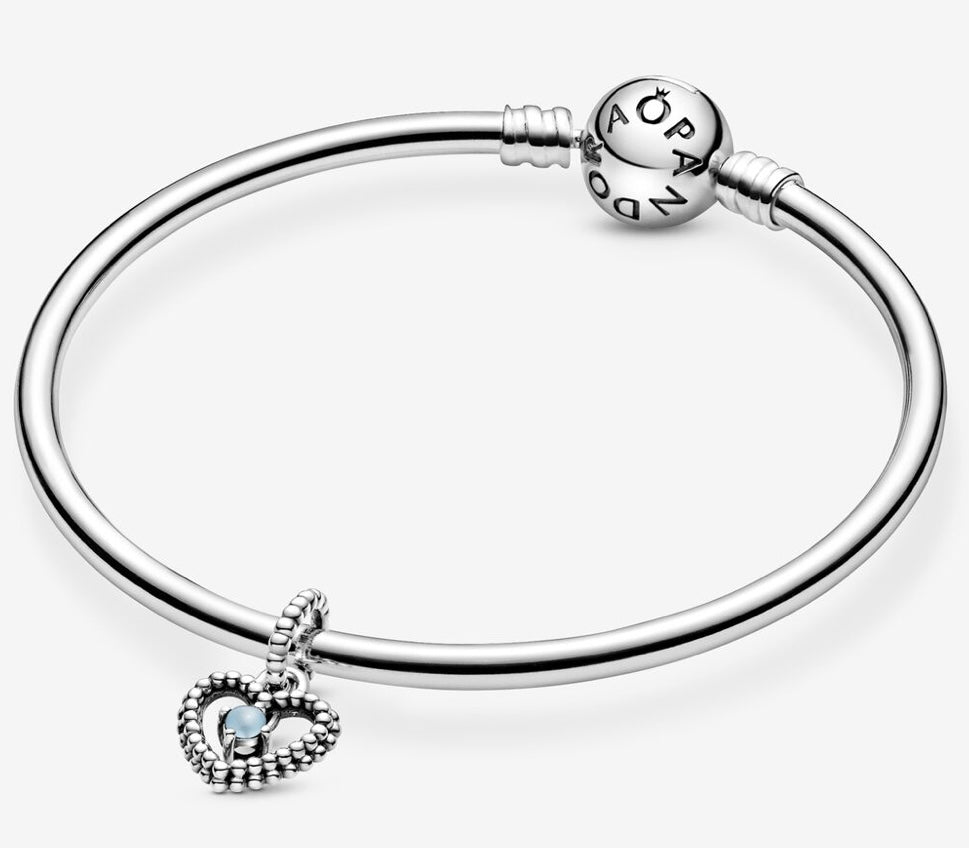 December Sky Blue Beaded Heart Dangle