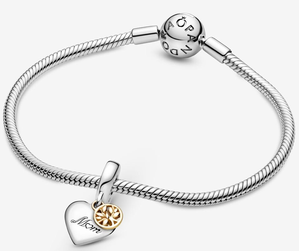 Two-tone Family Tree And Heart Dangle