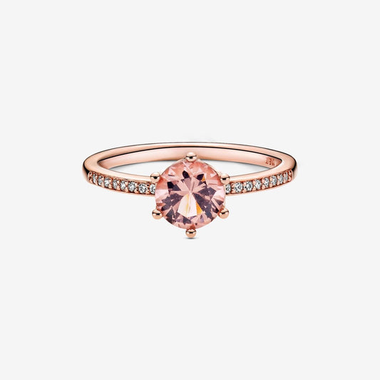 Pink Sparkling Crown Solitaire Ring