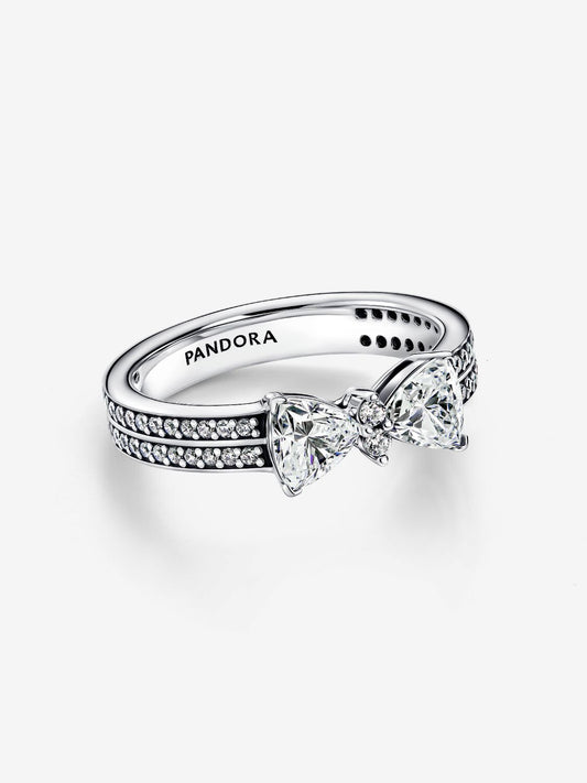 Sparkling Bow Double-row Ring