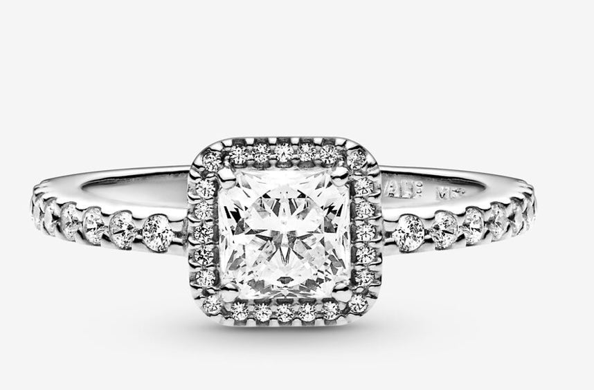 Square Sparkle Halo Ring