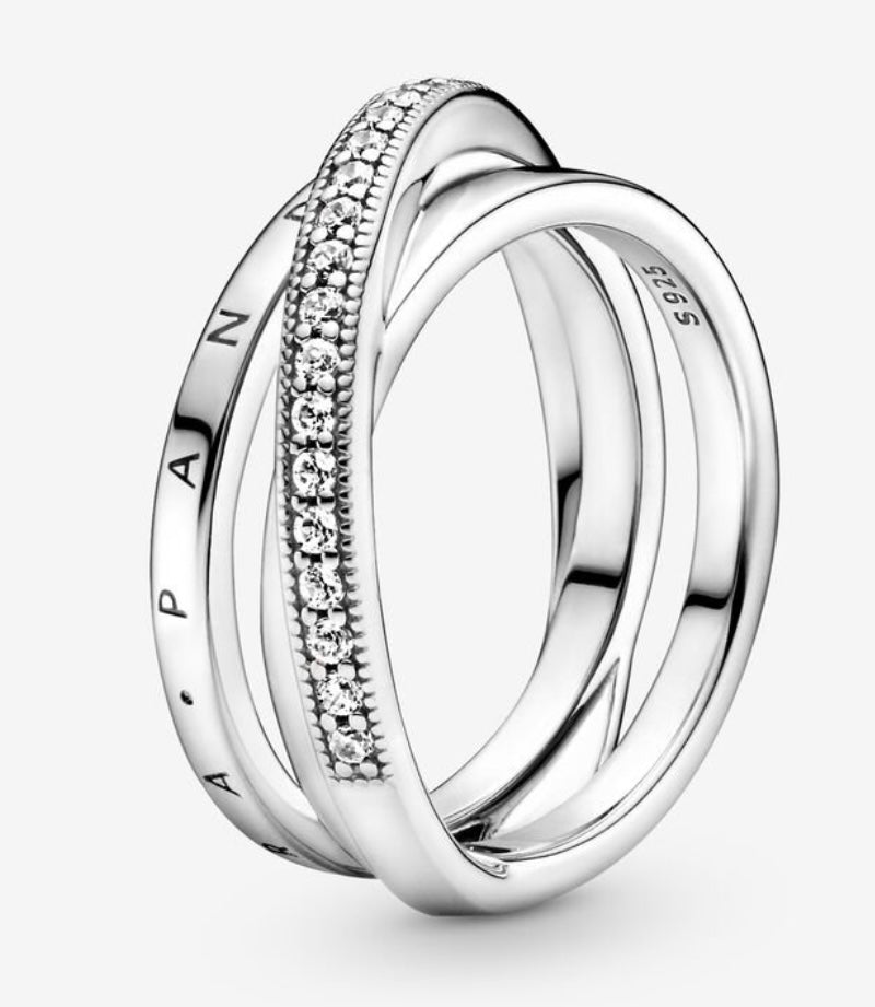 Crossover Pave Triple Band Ring