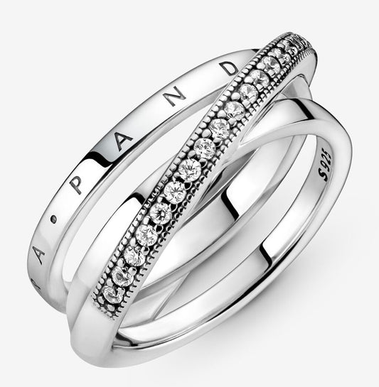 Crossover Pave Triple Band Ring