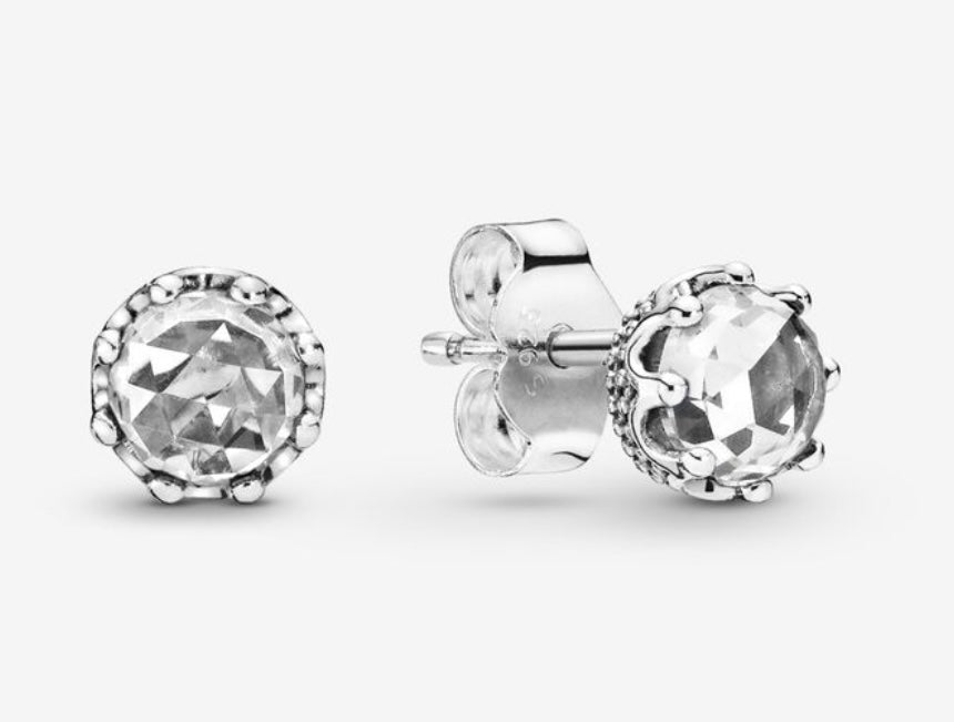 Clear Sparkling Crown Stud Earrings