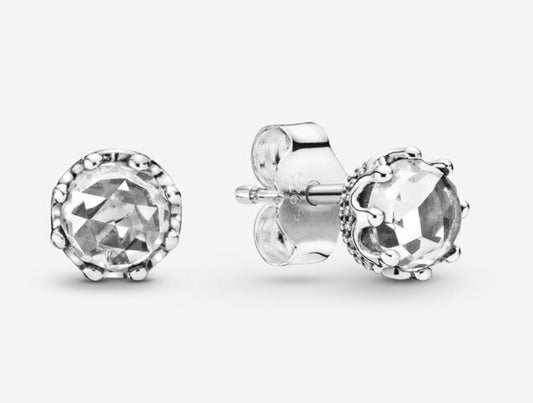 Clear Sparkling Crown Stud Earrings