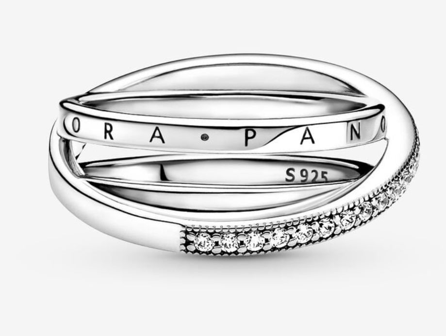 Crossover Pave Triple Band Ring