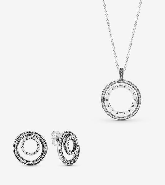 Logo Circle Necklace and Earring Set