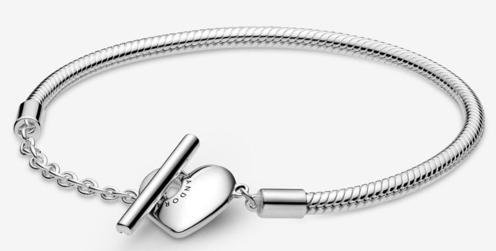 Heart T-Bar Snake Chain Bracelet