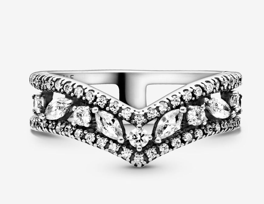 Sparkling Marquise Double Wishbone Ring