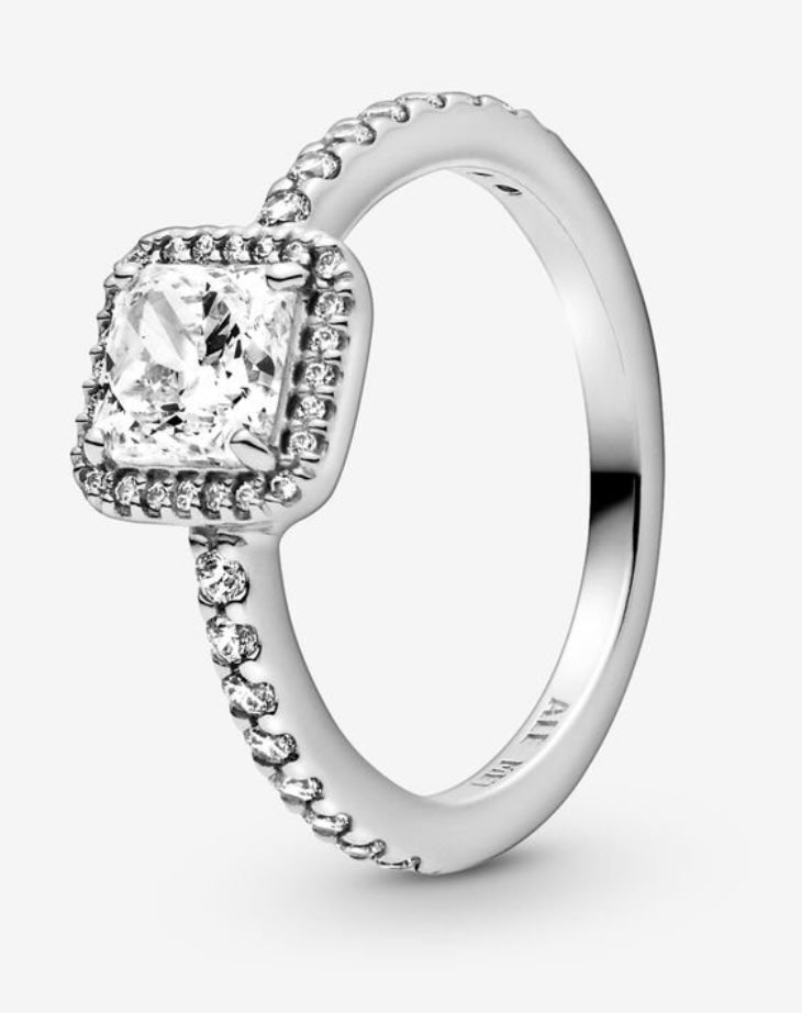 Square Sparkle Halo Ring