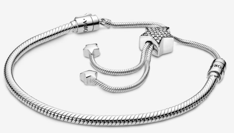 Pandora Pavé Star Snake Chain Slider Bracelet/Anklet