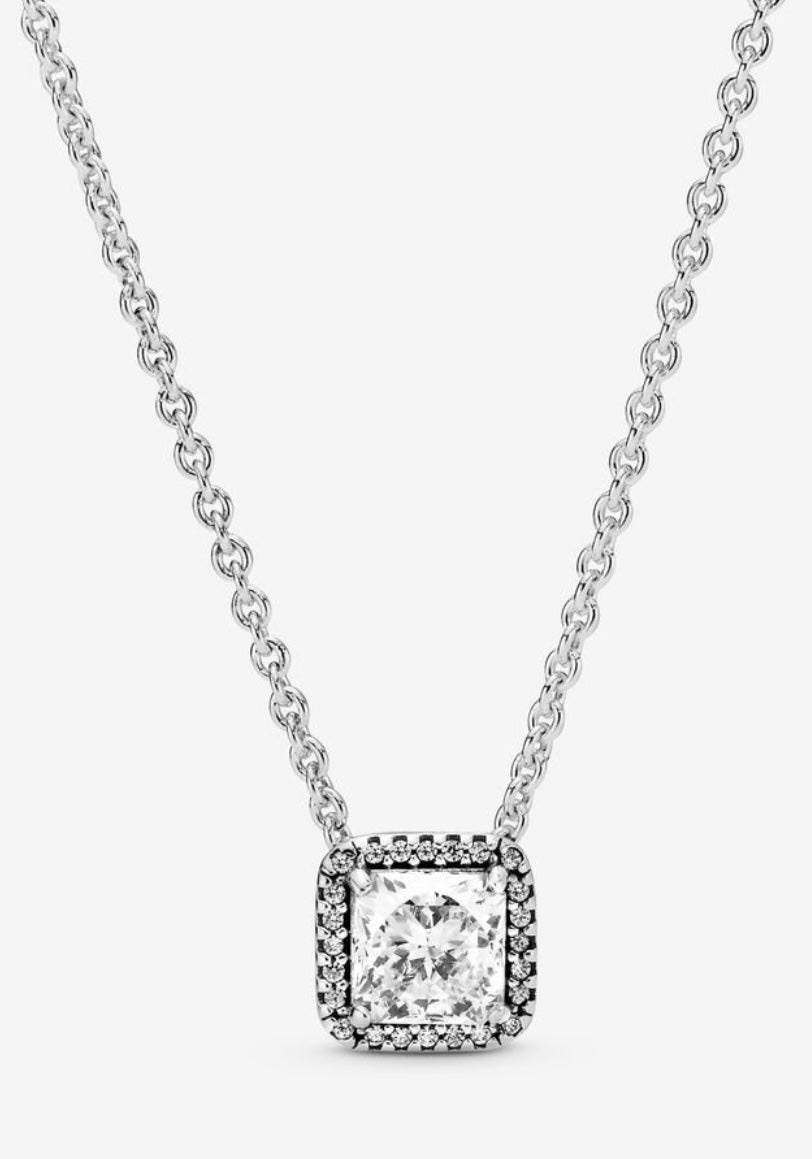 Square Sparkle Halo Necklace