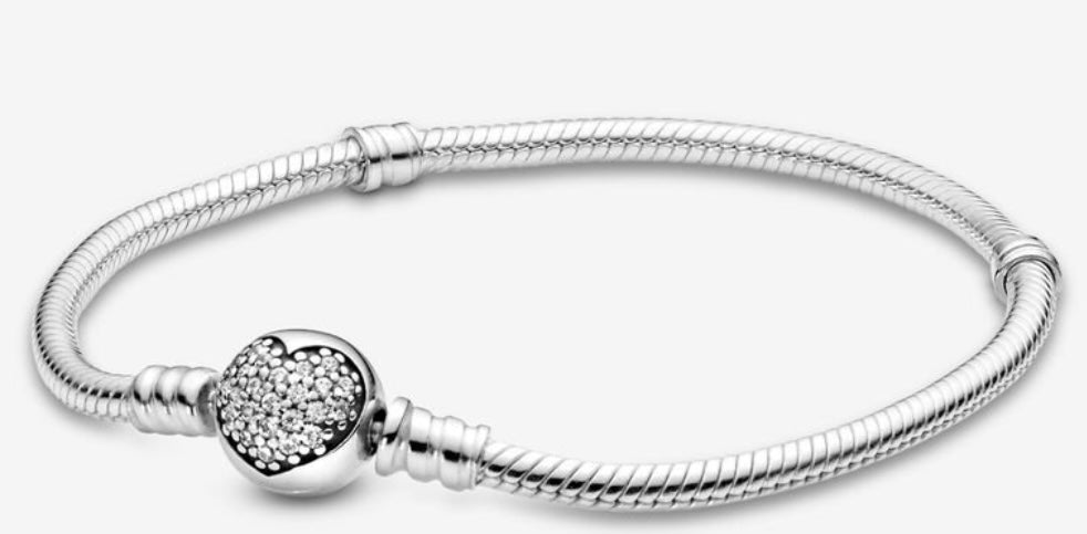 Sparkling Heart Clasp Snake Chain Bracelet