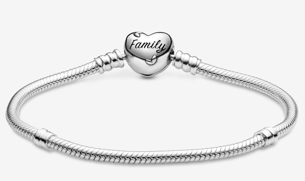 Family Tree Heart Clasp Snake Chain Bracelet