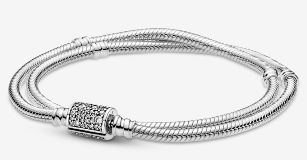 Double Wrap Barrel Clasp Snake Chain Bracelet/Necklace