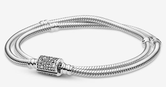 Double Wrap Barrel Clasp Snake Chain Bracelet/Necklace