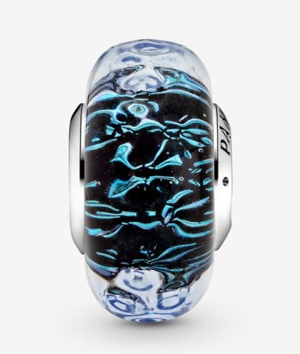 Wavy Dark Blue Murano Glass Ocean