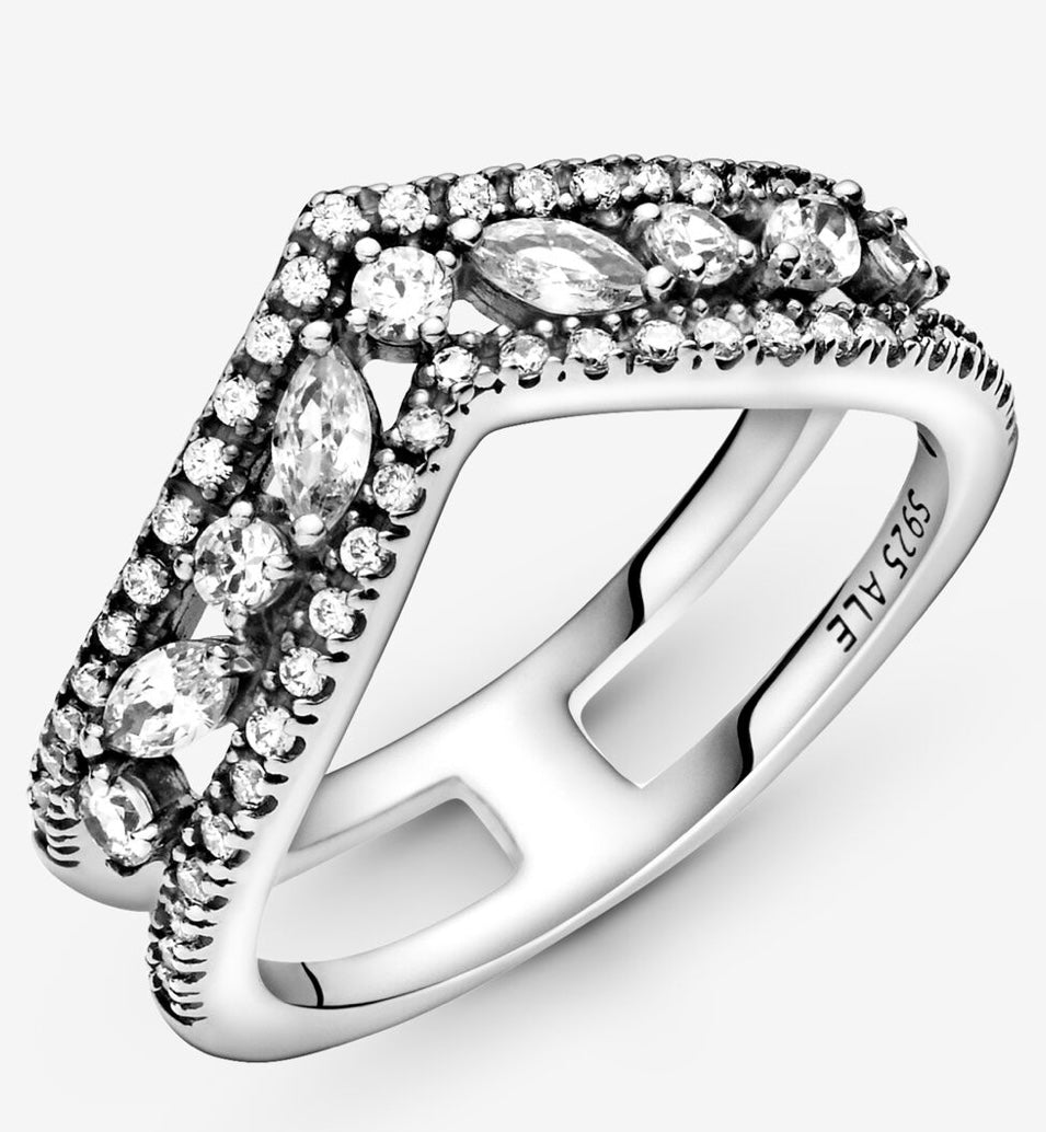 Sparkling Marquise Double Wishbone Ring