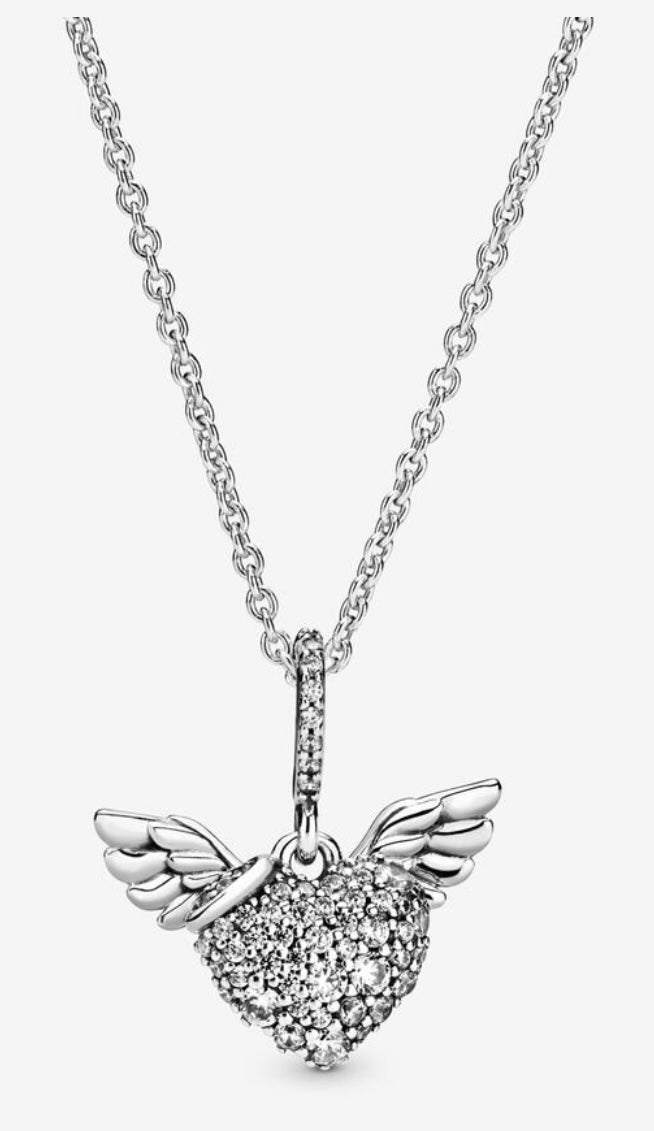 Pave Heart and Angel Wings