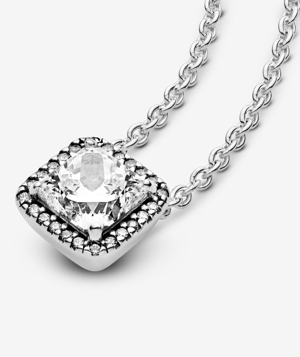 Square Sparkle Halo Necklace