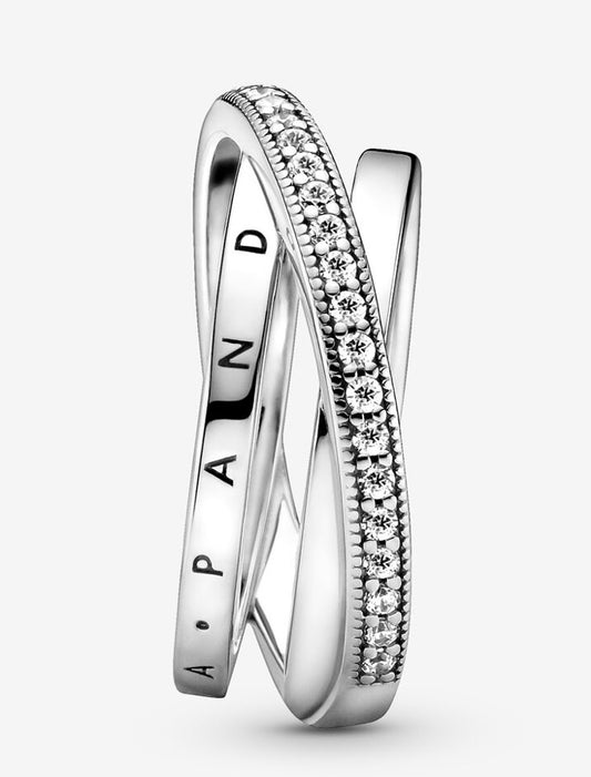 Crossover Pave Triple Band Ring