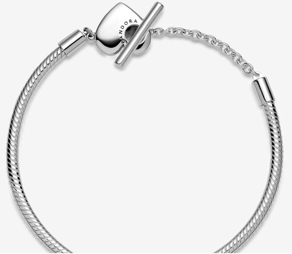 Heart T-Bar Snake Chain Bracelet