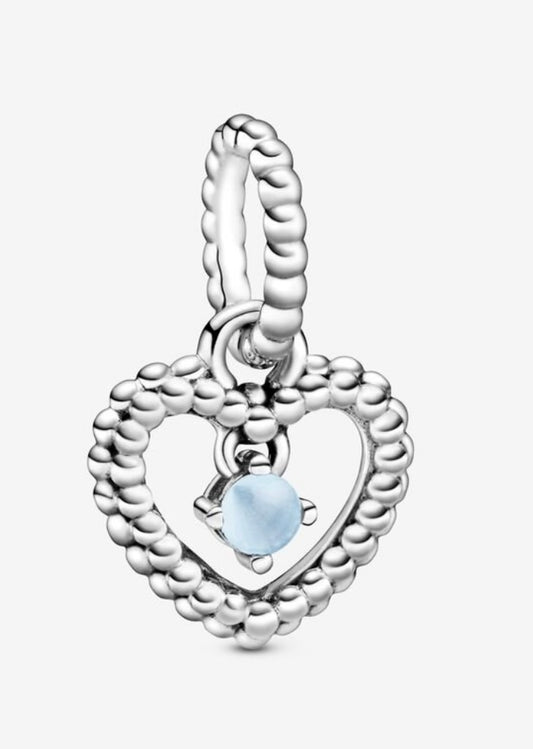 December Sky Blue Beaded Heart Dangle