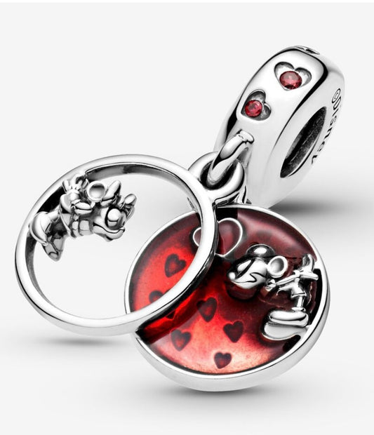 Disney Mickey Mouse And Minnie Mouse Love and Kisses Dangle